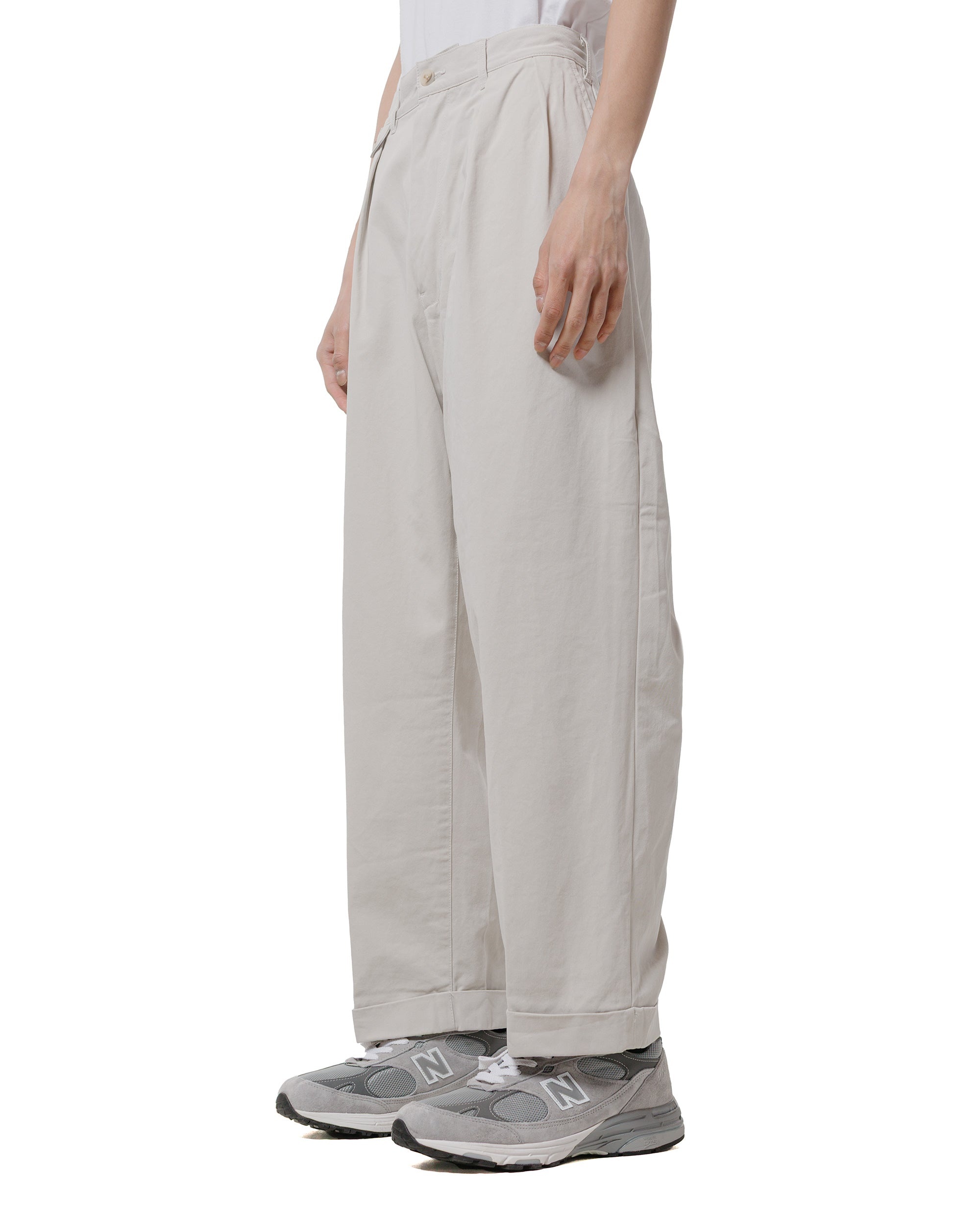 2Pleats Trousers Twill Bio Washed Cement - 2