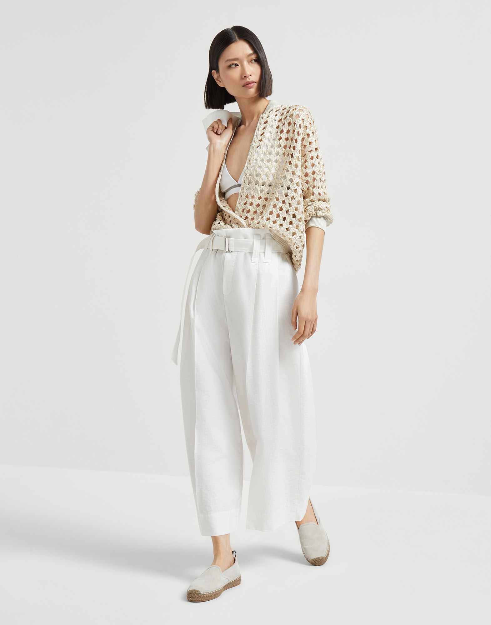 Dazzling Zellige Embroidery knit bomber jacket in jute and cotton - 5
