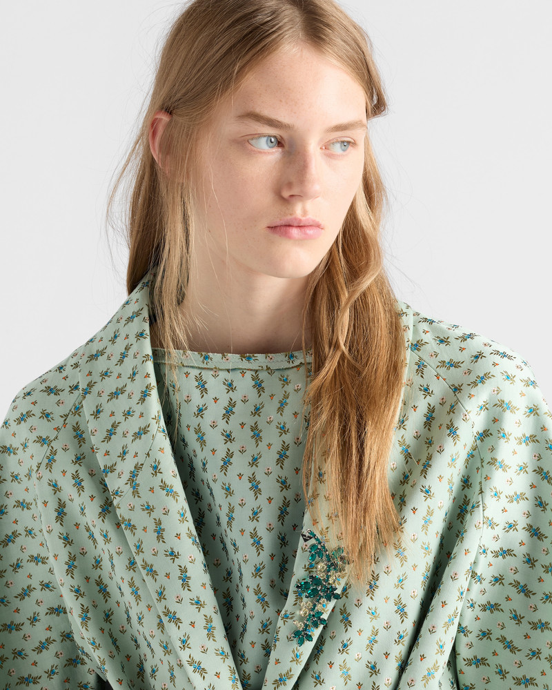 Single-breasted floral jacquard duchesse coat 3