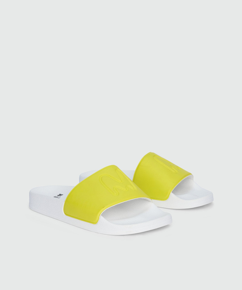 MSGM Lime rubber sandals with raised logo outlook