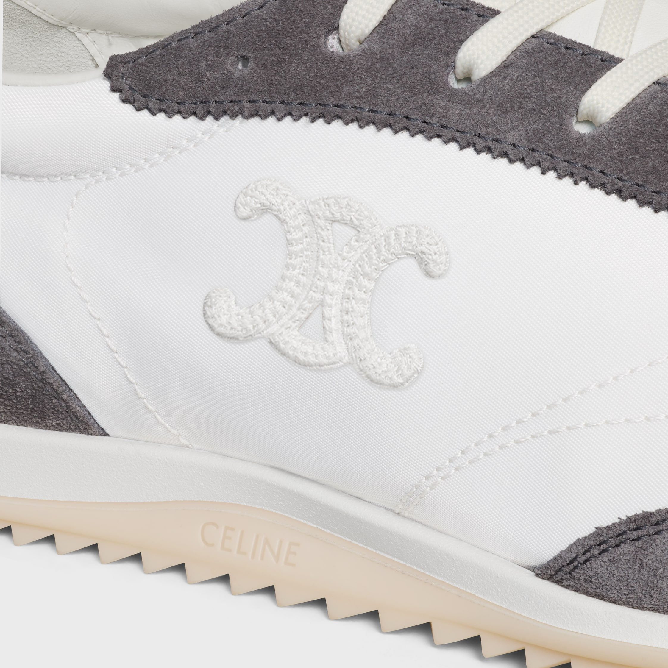 CELINE RACER LOW LACE-UP SNEAKER WITH TRIOMPHE IN NYLON, SUEDE CALFSKIN AND CALFSKIN - 5