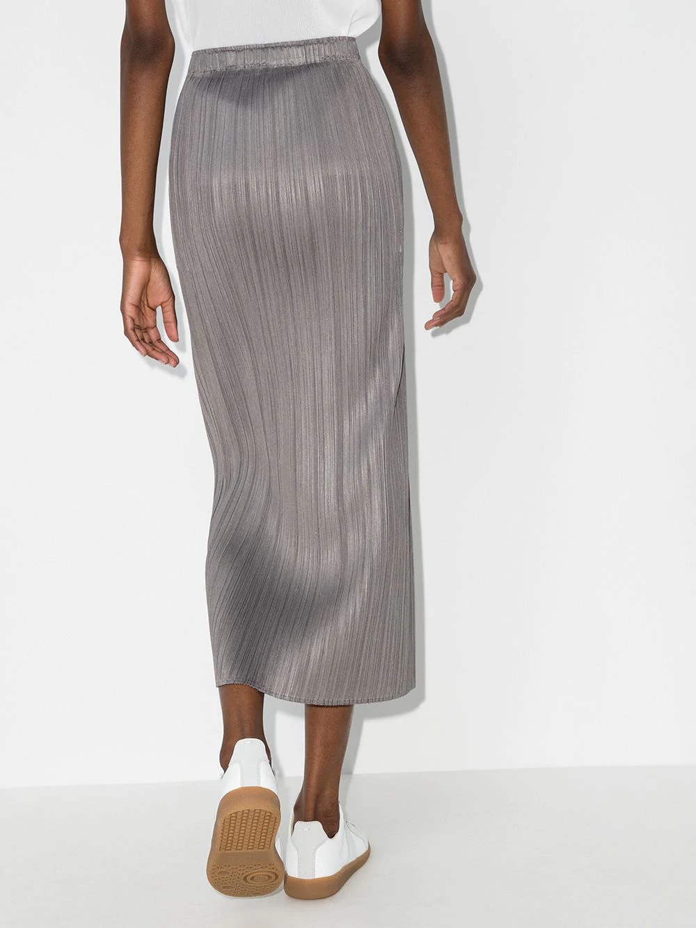 plissé-effect midi skirt - 3