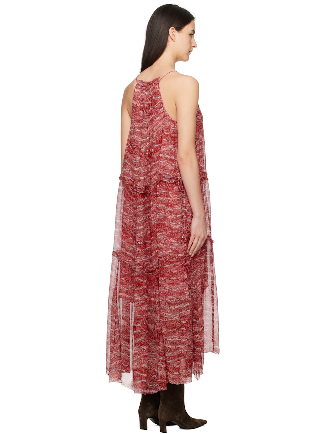 Red Alita Chiffon Maxi Dress - 3