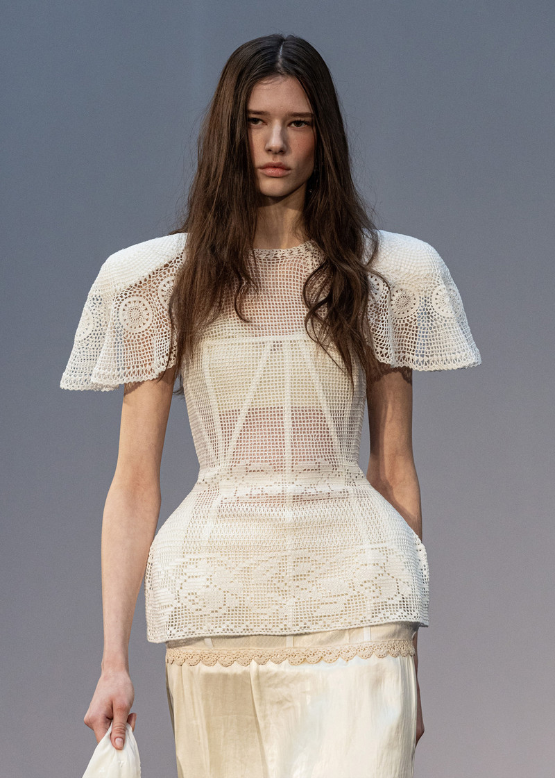 Crochet peplum top in white 5