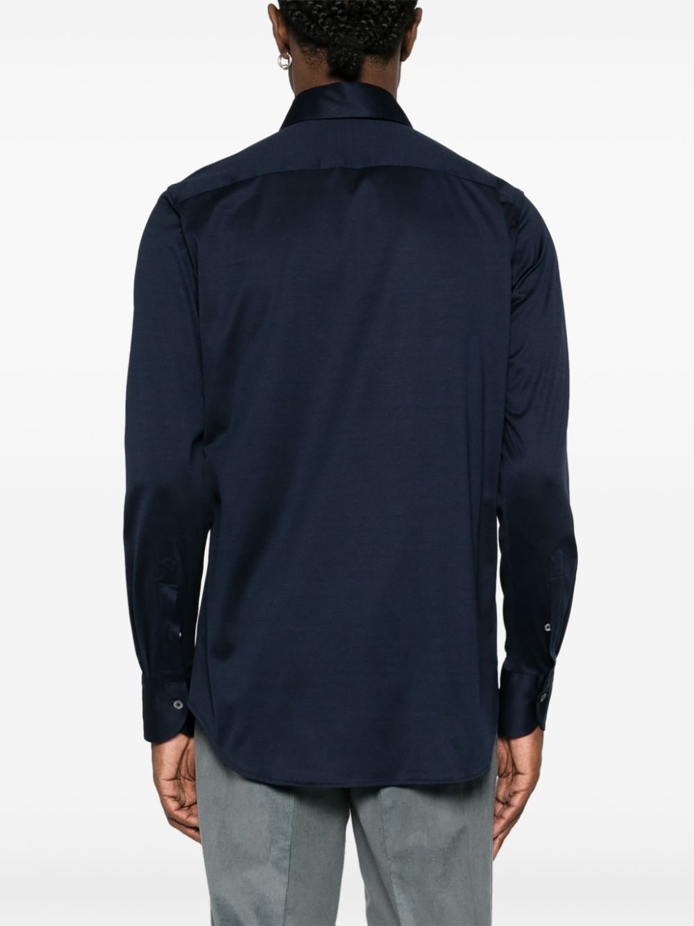 spread-collar cotton shirt - 4