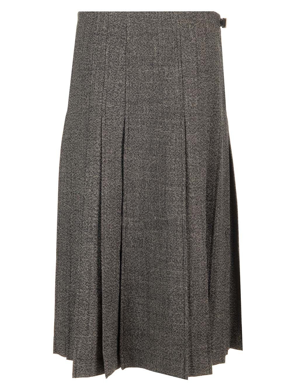 Pleated Midi Kilt Skirt Melange Black Skirts Grey - 2