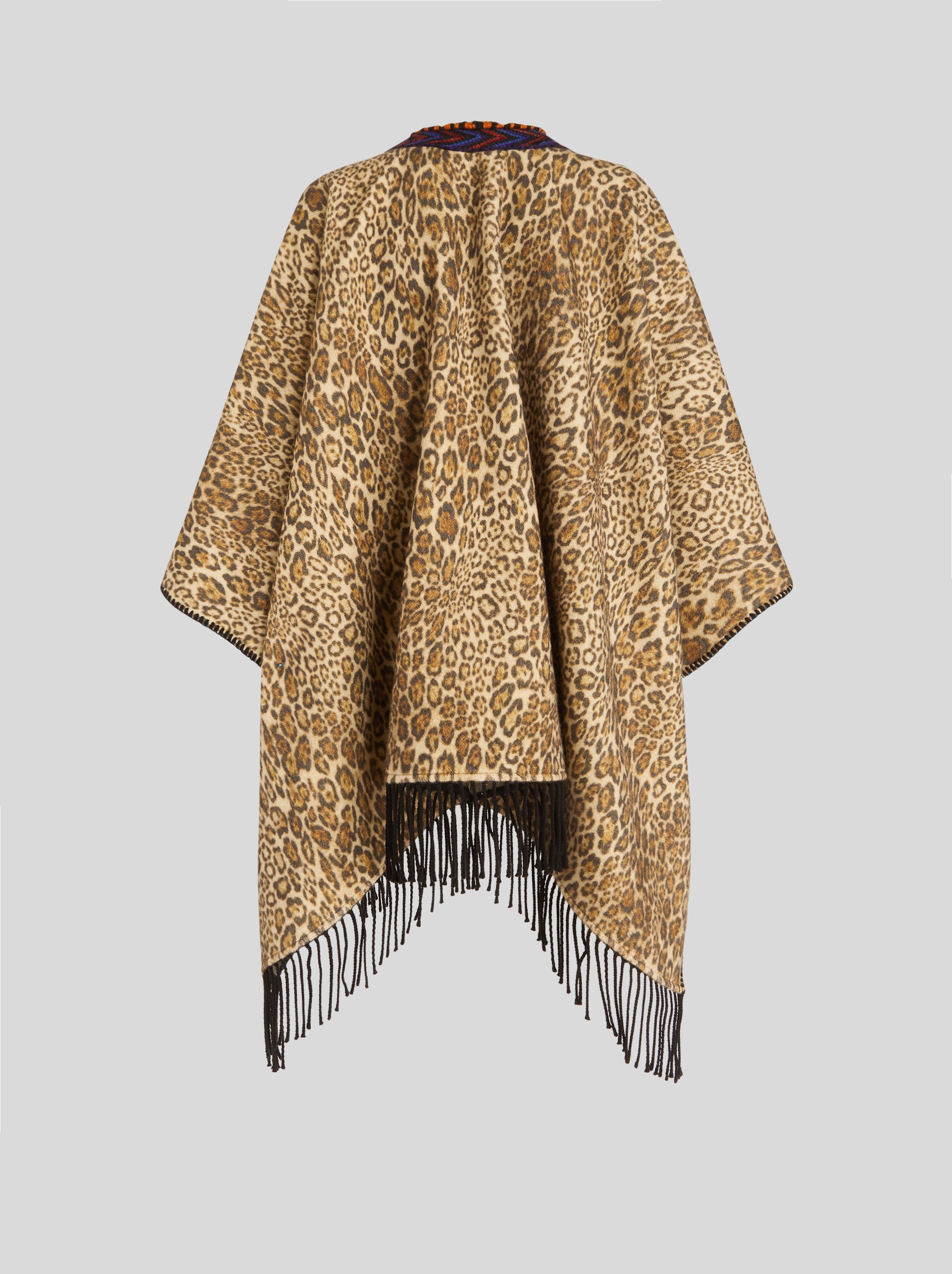 FRINGED ANIMALIER WOOL CAPE - 5