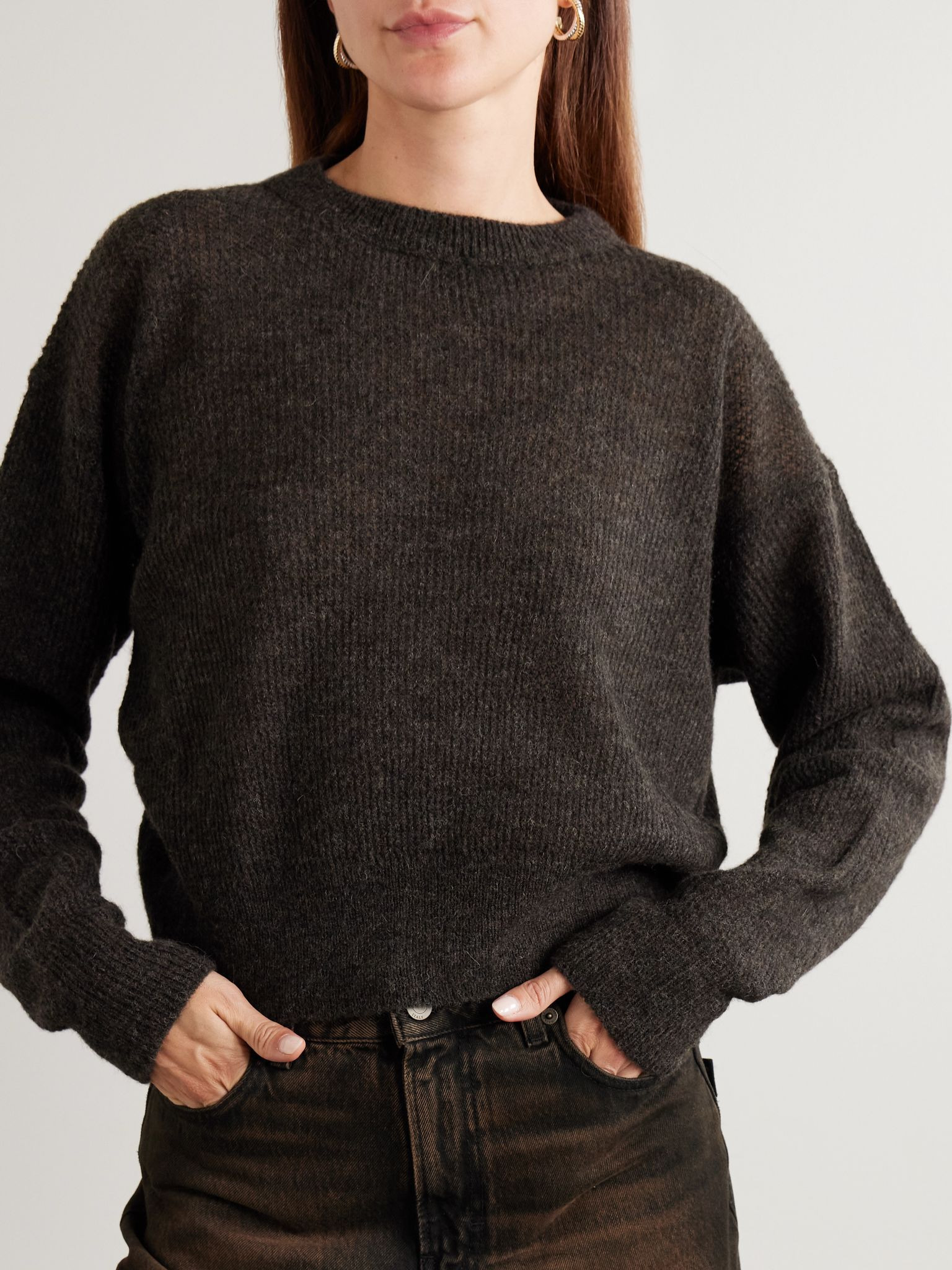 Blair open-back ribbed-knit sweater Brown - 3