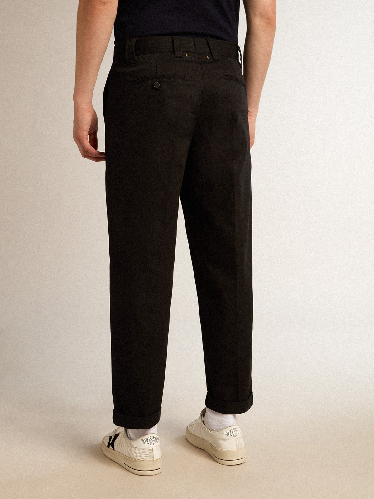 Men's black cotton chinos - 4