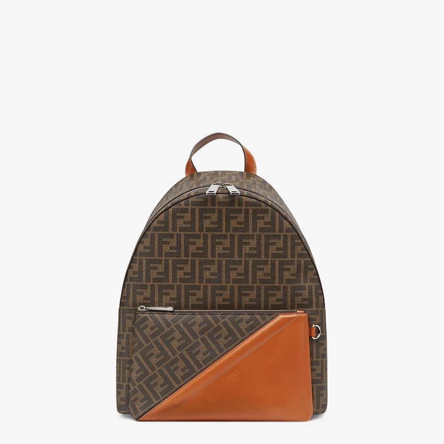 Brown fabric backpack - 1