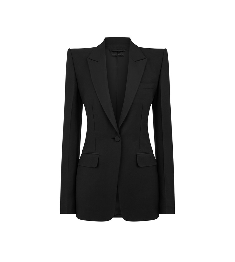 WOOL SILK BLEND SINGLE BREASTED TUXEDO JACKET 1