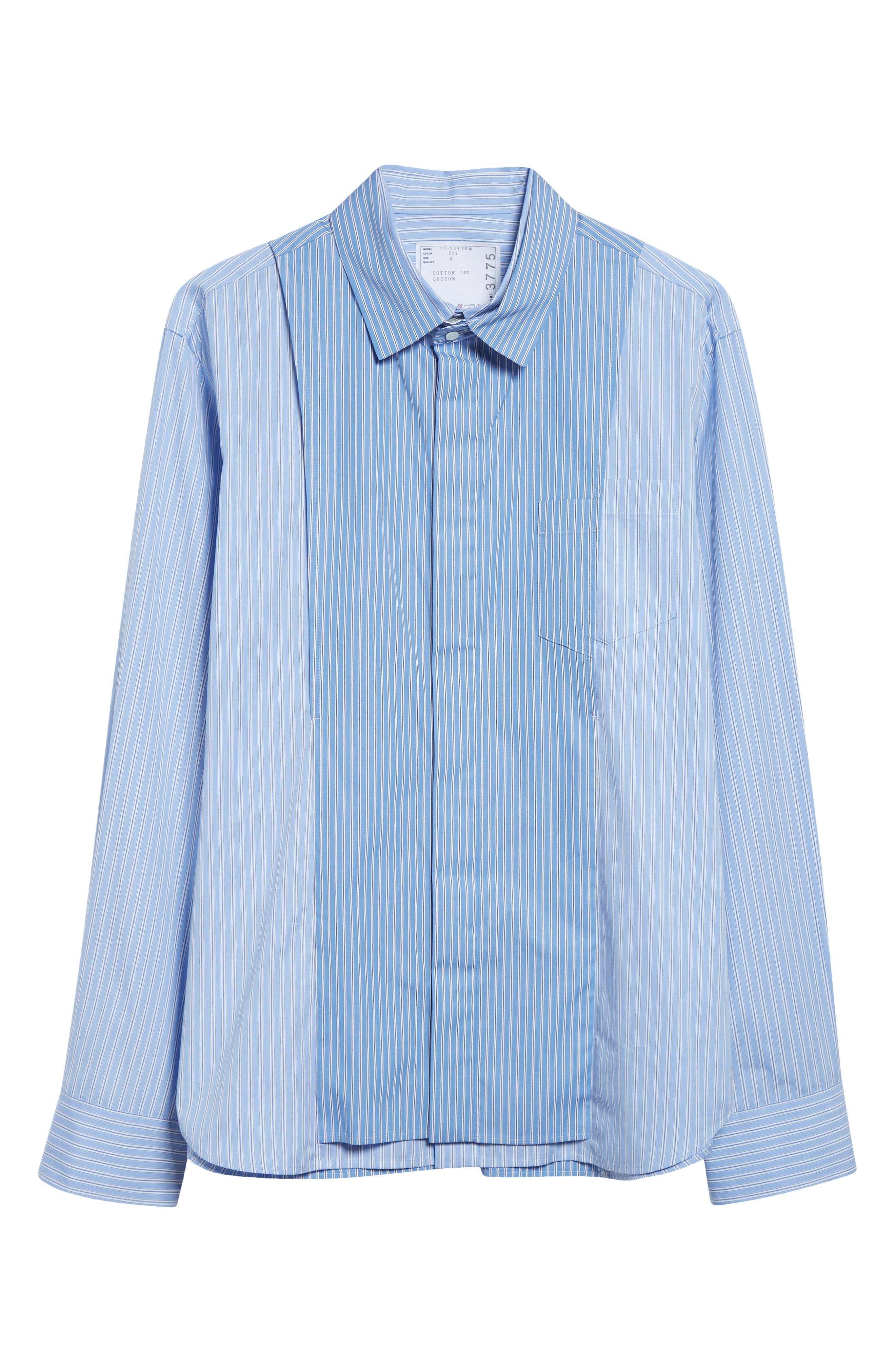 Sacai Stripe Overlay Cotton Poplin Button-Up Shirt in Stripe Mix at Nordstrom - 6