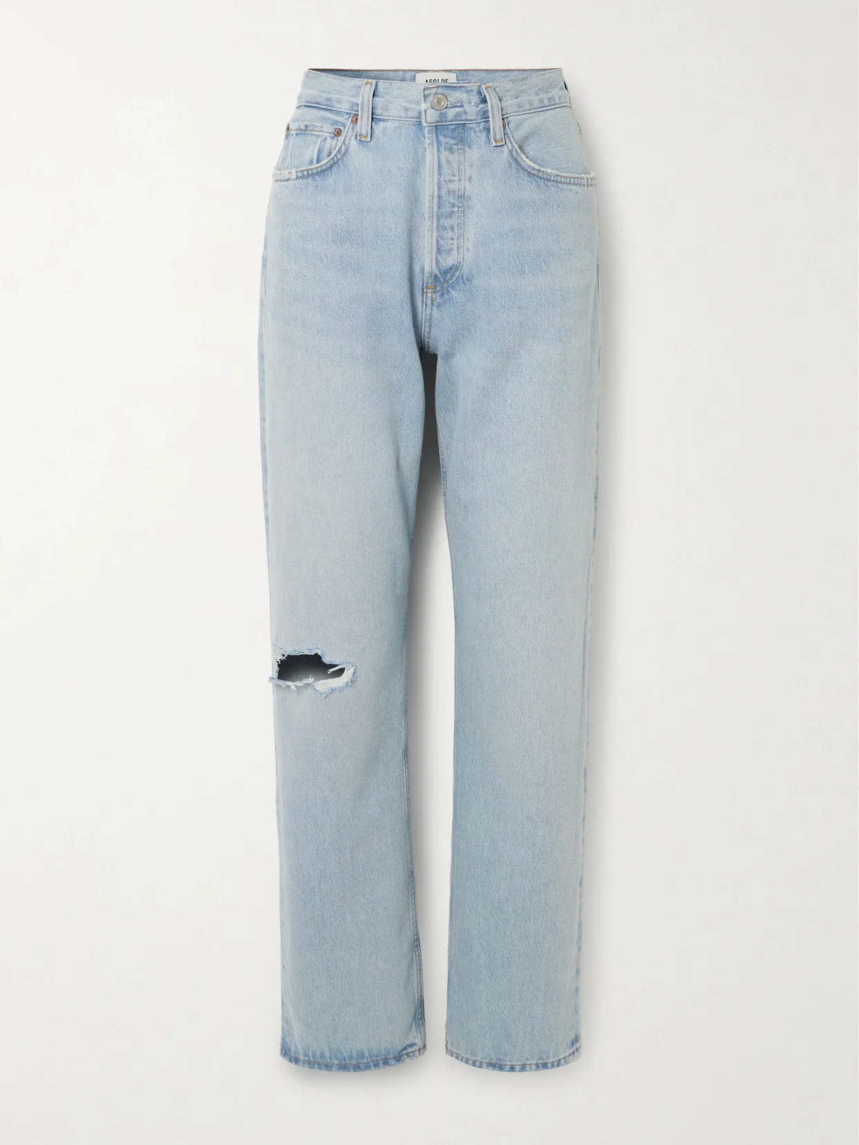 Kelly Distressed High-rise Straight-leg Jeans - 1