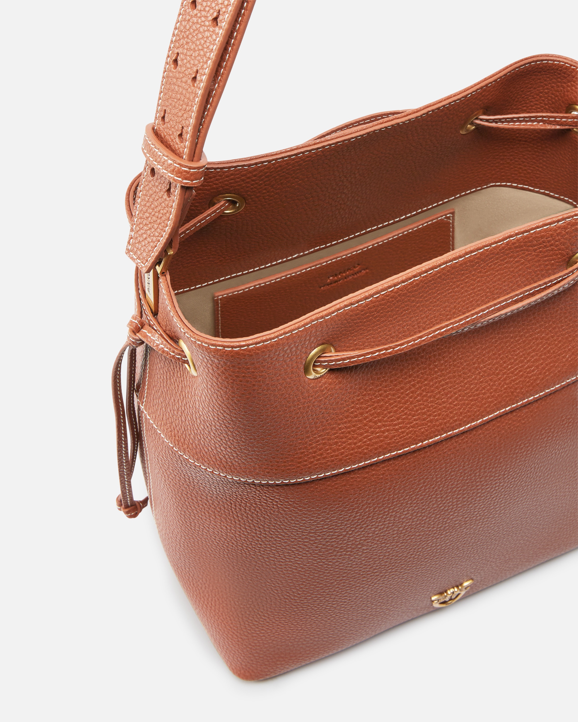 LEATHER BUCKET BAG WITH SHOULDER STRAP - 4