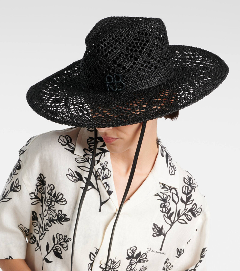 RUSLAN BAGINSKIY Logo leather-trimmed straw fedora outlook