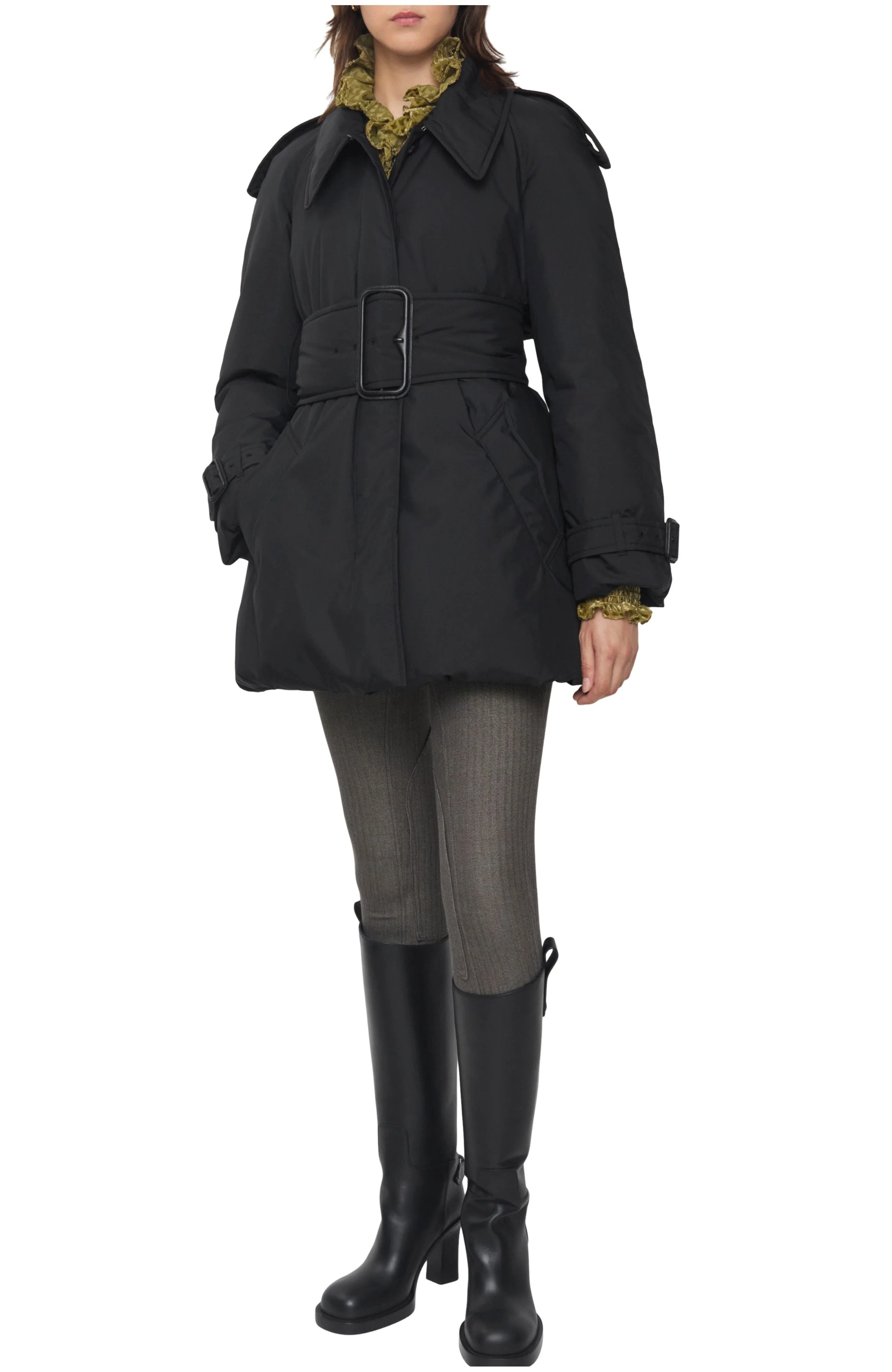burberry Belted Berryhill Padded Car Coat in Black at Nordstrom - 1