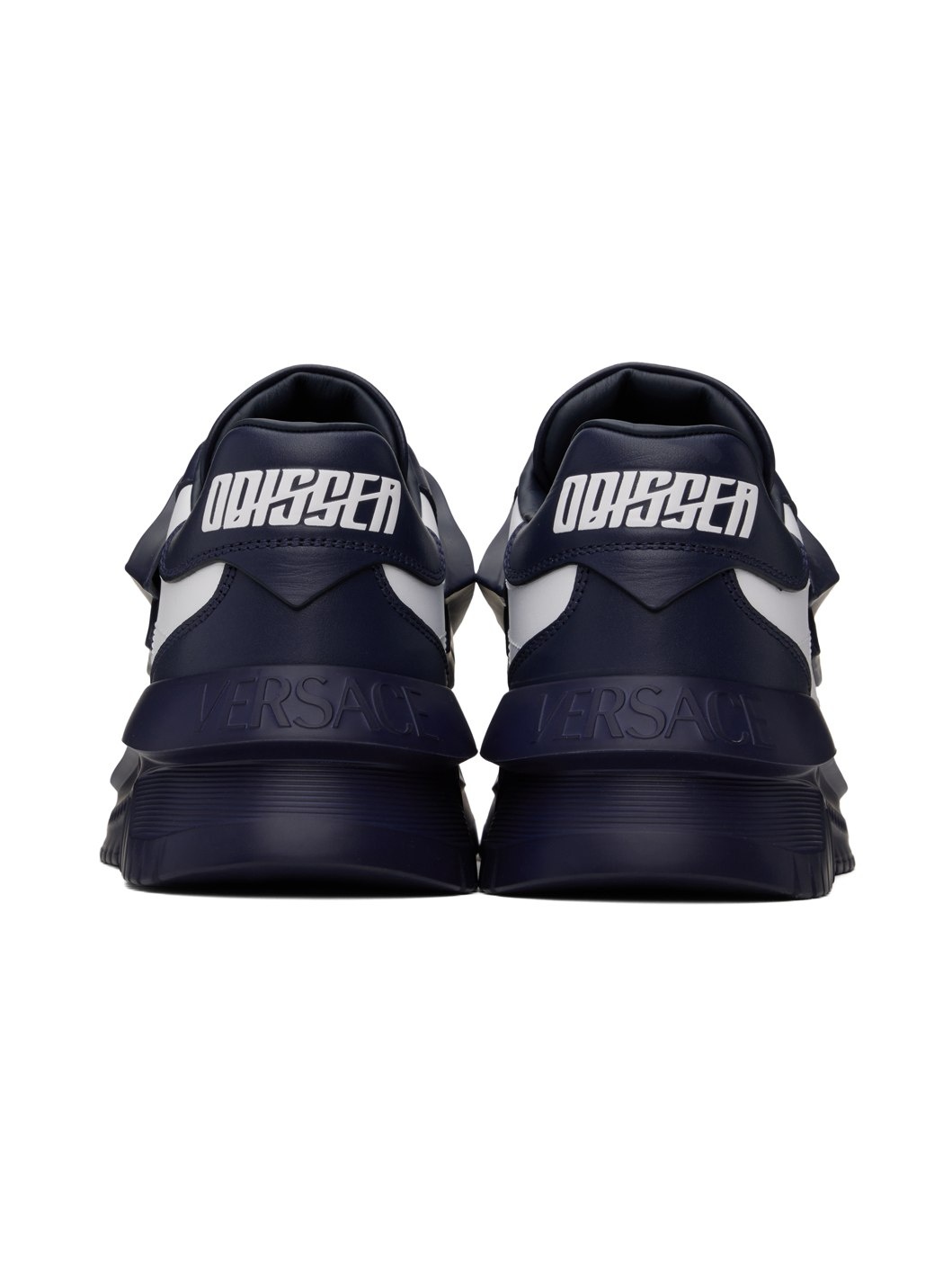 VERSACE Navy White Odissea Sneakers ssense REVERSIBLE