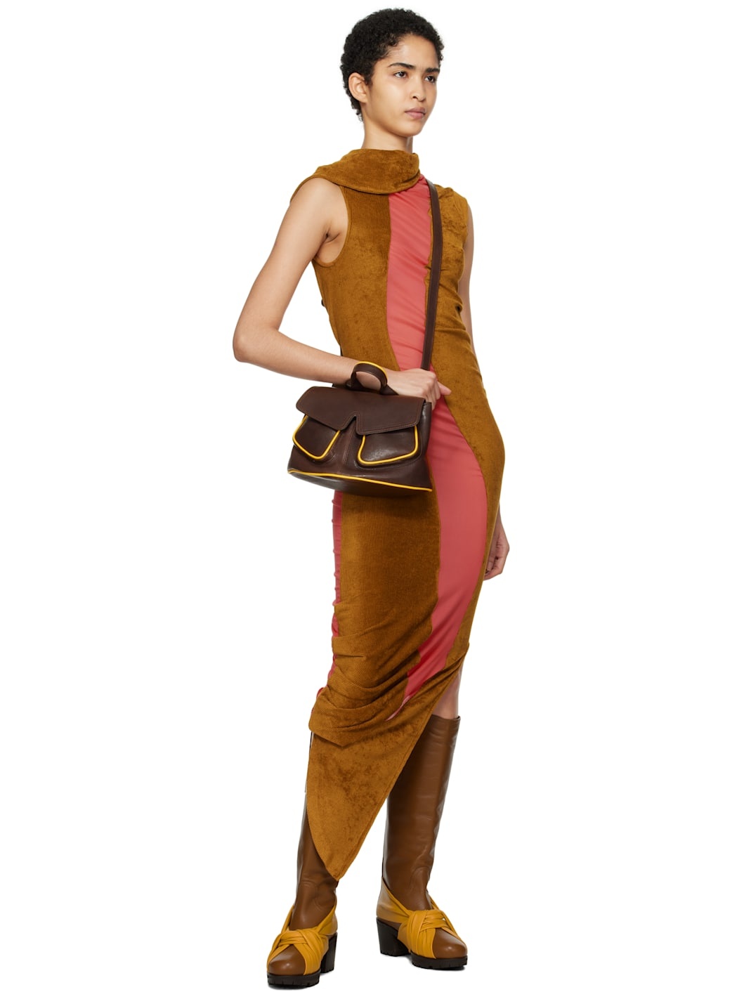 Brown & Yellow Knotted Riding Boots - 5