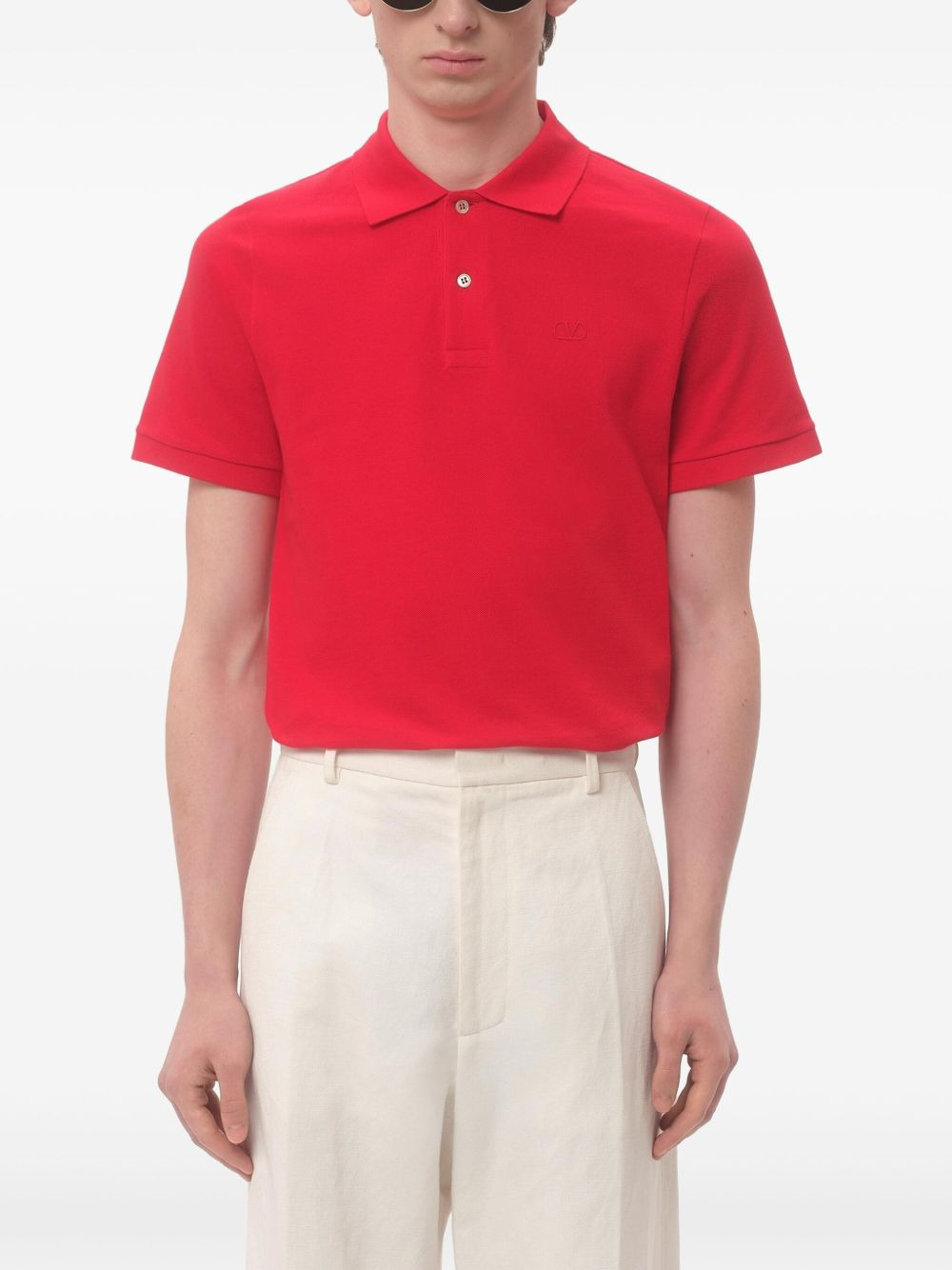 VLogo-embroidered polo shirt - 3