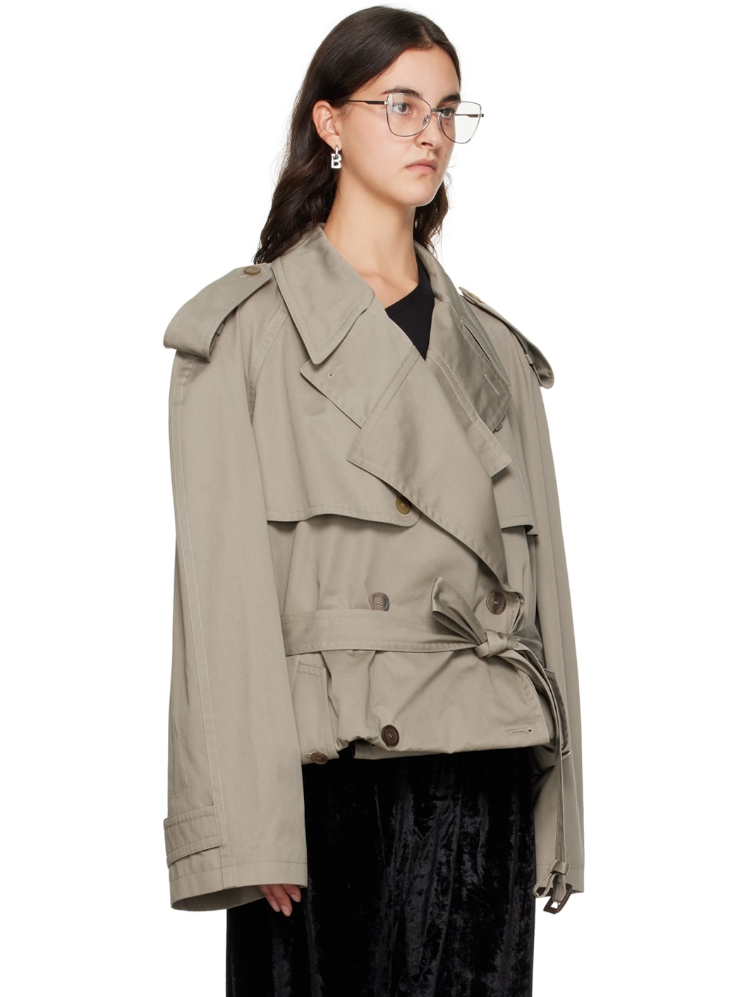 BALENCIAGA Beige Folded Trench Coat | ssense | REVERSIBLE