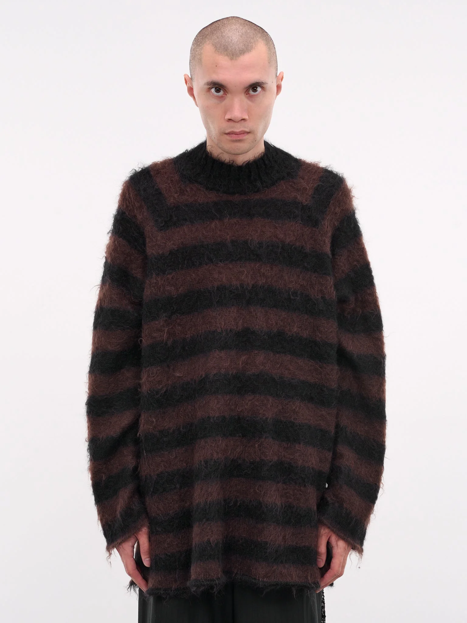 Mohair Striped Knit Sweater - 1