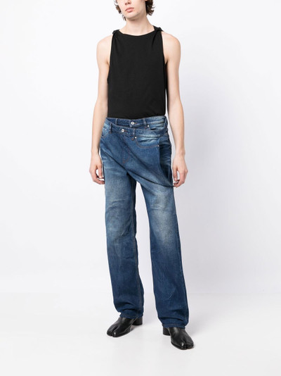Y/Project Navy Lazy layered-effect straight-leg jeans outlook