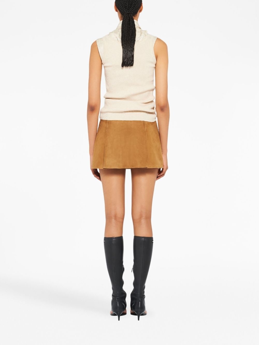 belted suede miniskirt - 4
