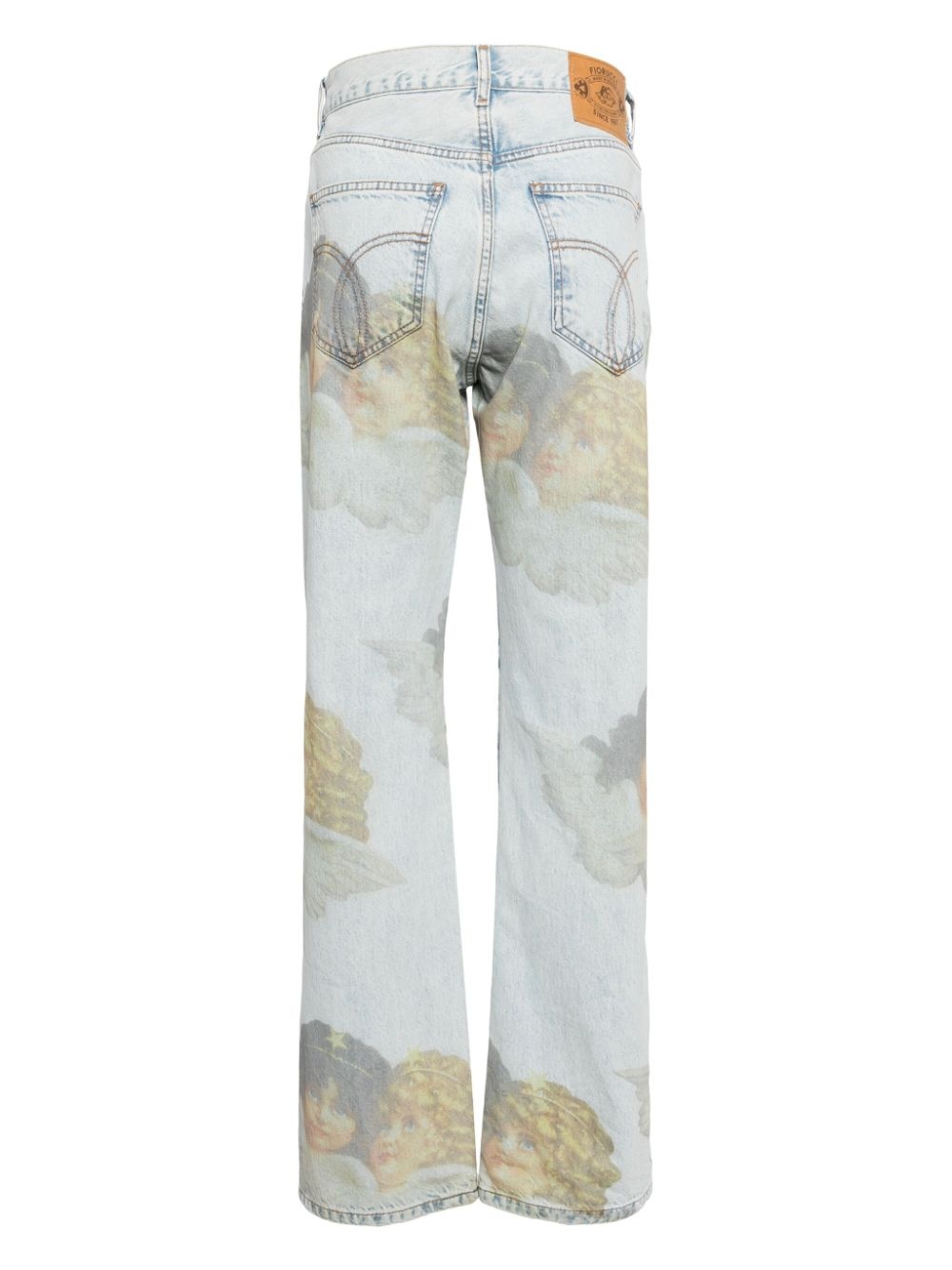 angel-motif organic cotton jeans - 2