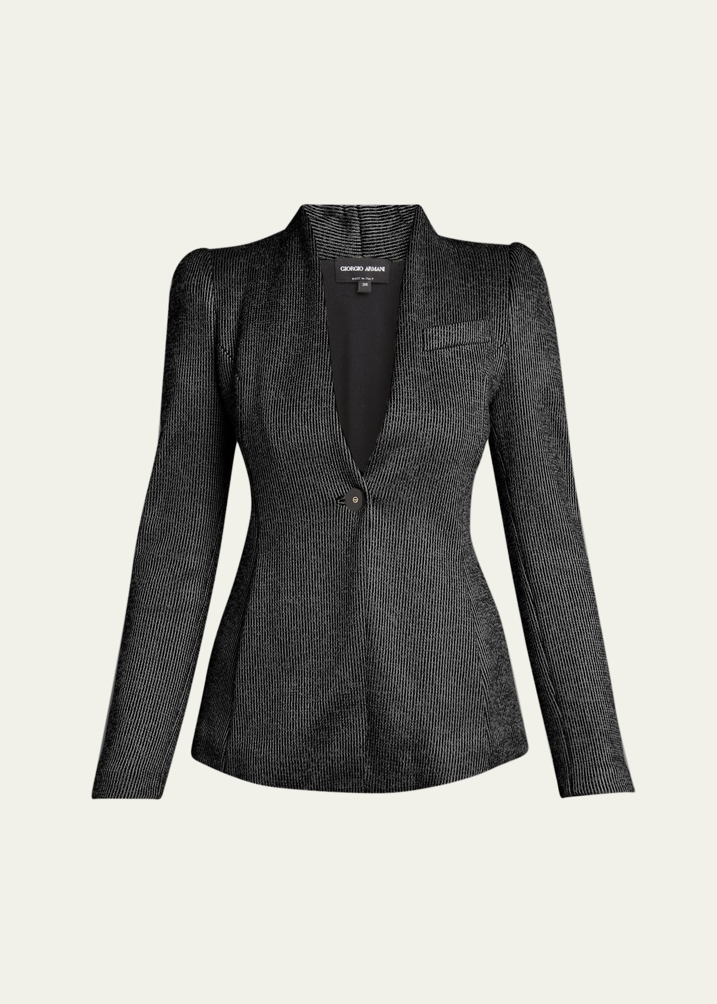 Textured Jersey Jacquard Single-Breasted Blazer - 1