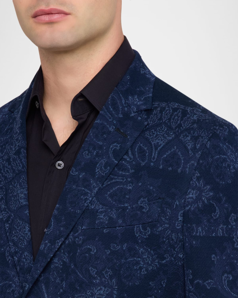 Men's Floral Motif Cotton Jacquard Sport Coat 5