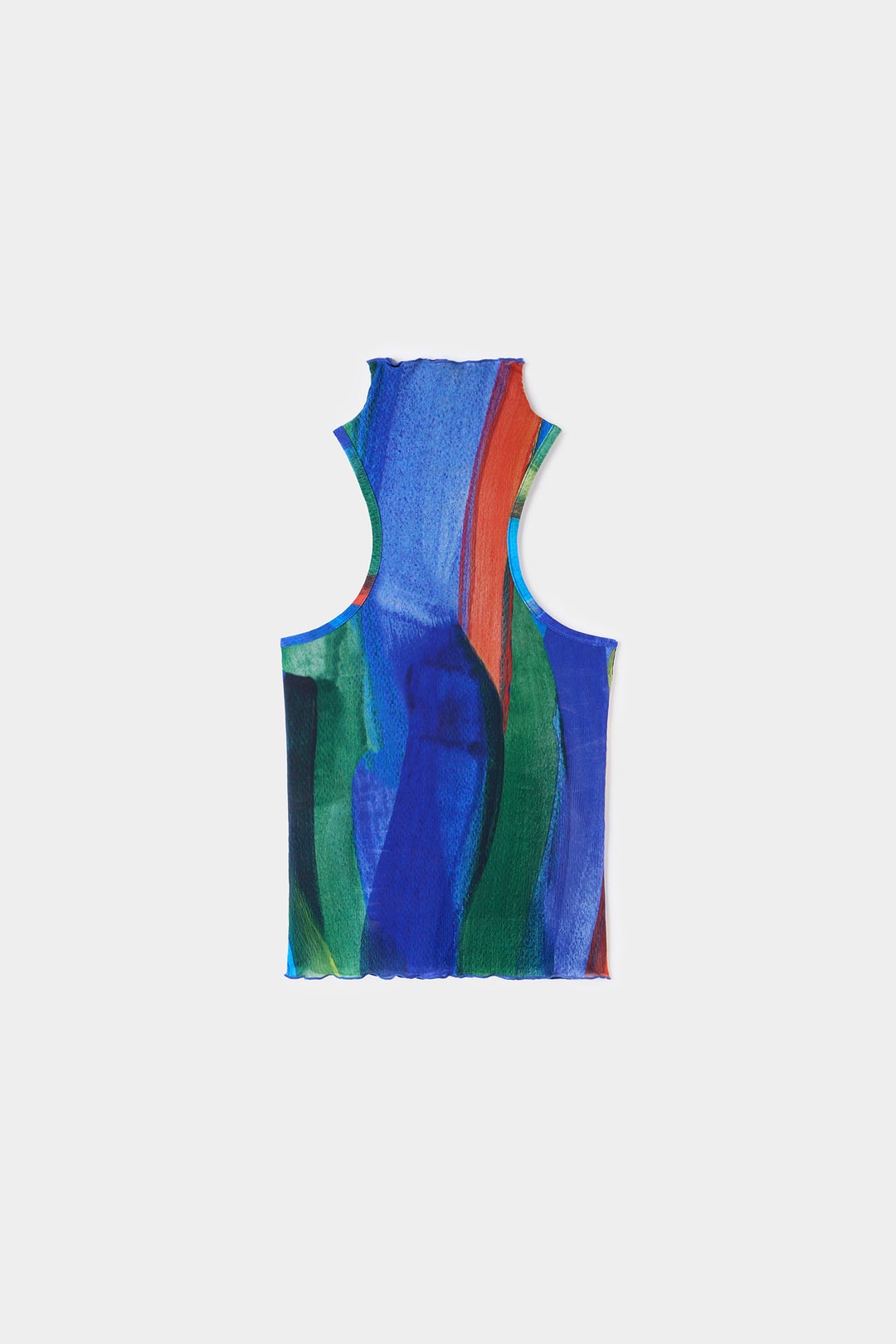 PENNELLATA TULLE HIGH NECK TANK TOP / multicolor allover print - 2