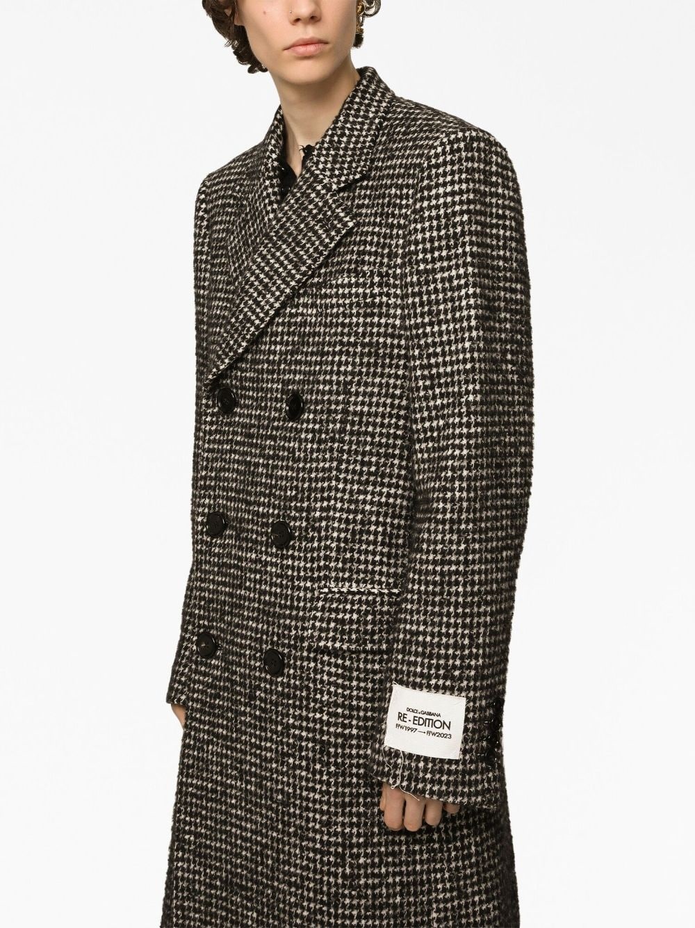 houndstooth double-breasted wool coat - 5