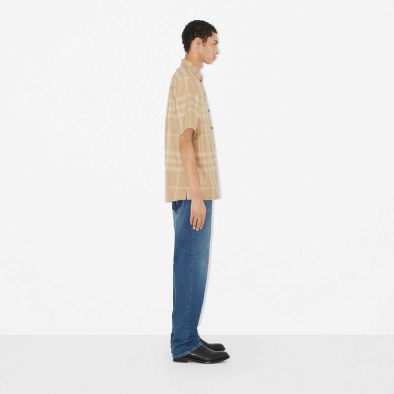 Short-sleeve 확인 면 Gabardine 셔츠 3