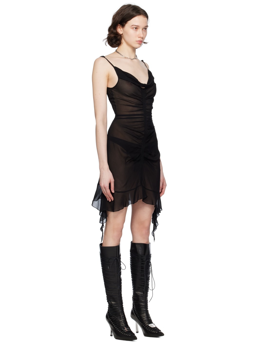 Black Ruched Minidress - 2