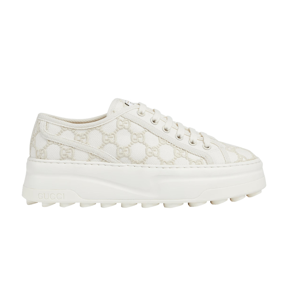 【77Collection Store】 GUCCI Gucci Wmns Tennis 1977 Low 'Off White GG Embroideries