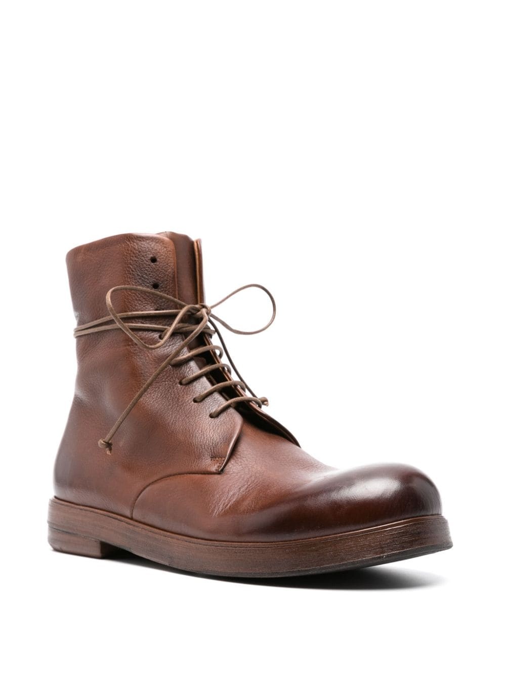 round-toe lace-up leather boots - 2
