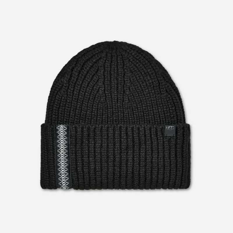 ® Men's Chunky Rib ®braid Beanie in Black - 1