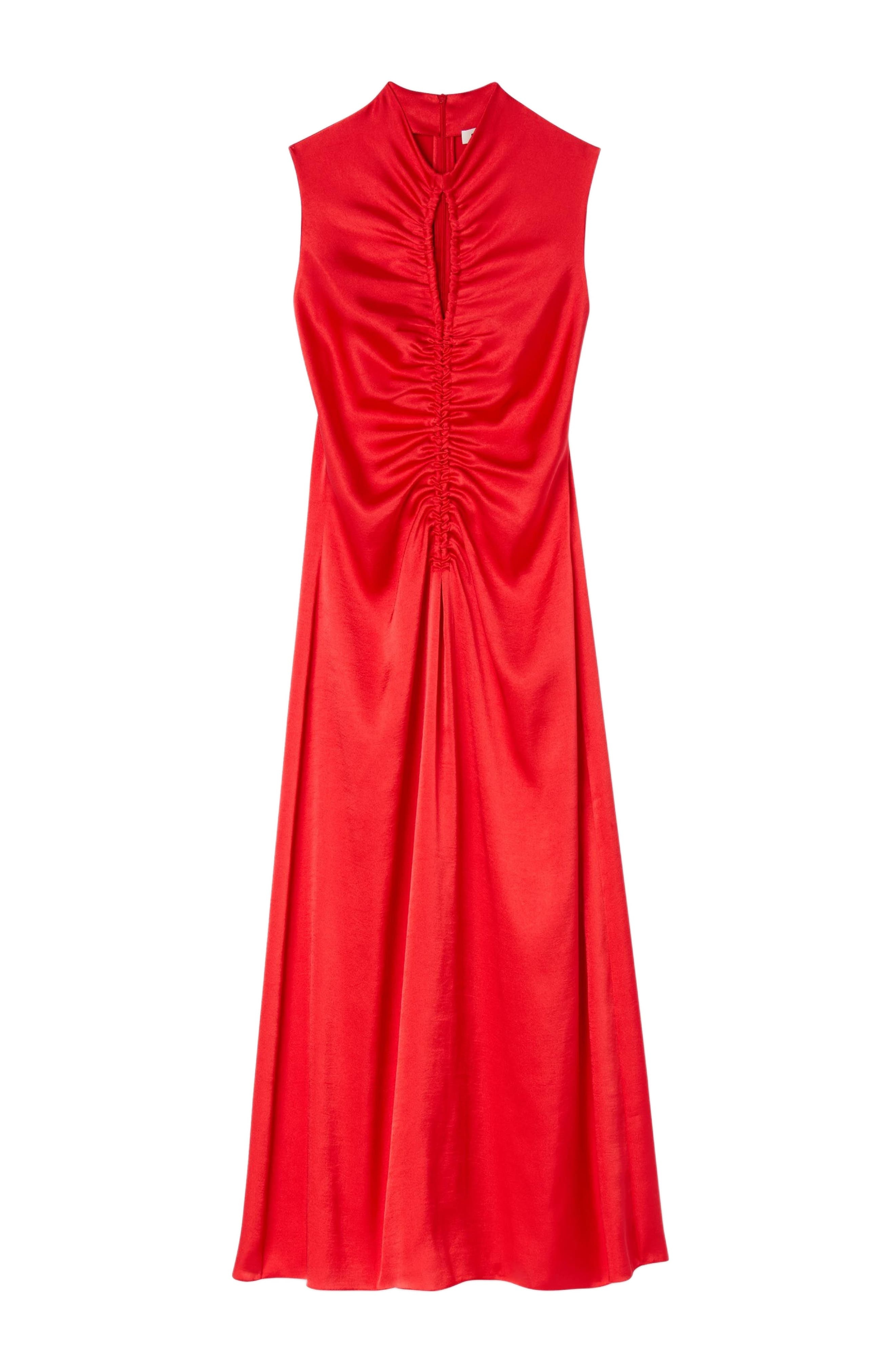 SANDRO Draped satin-effect dress in Red at Nordstrom - 5
