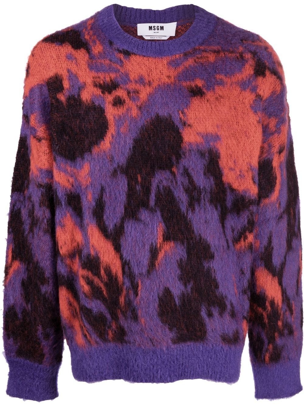 abstract print crew-neck jumper - 1