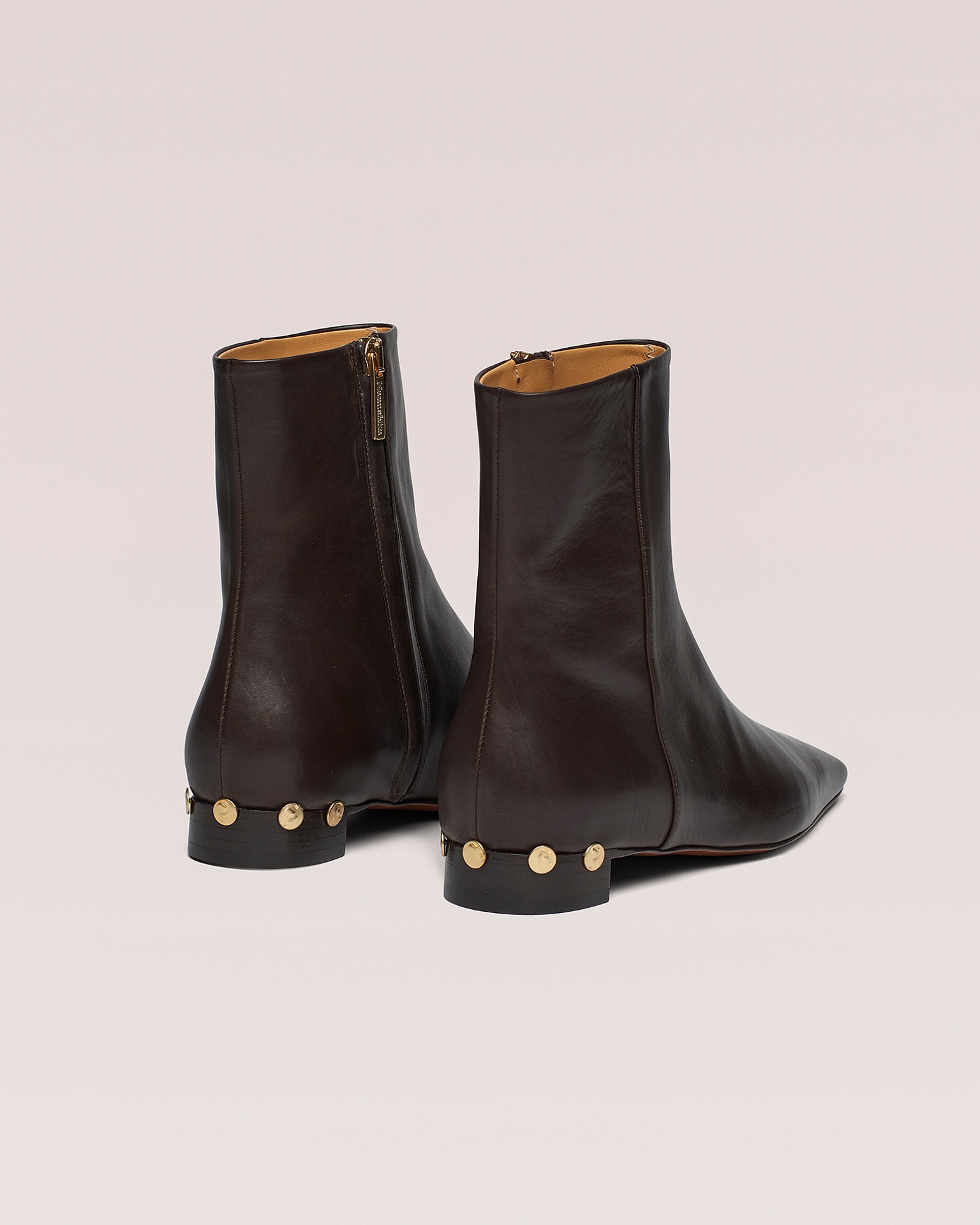 ISLA - Studded leather ankle boots - Dark chocolate - 3