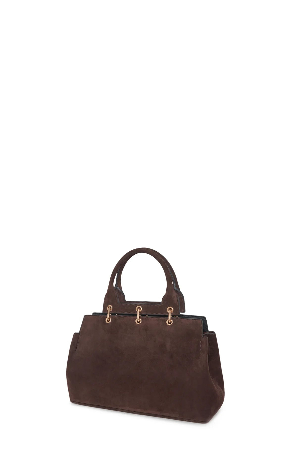 Small Amethyst Bag in Dark Brown Suede - 3