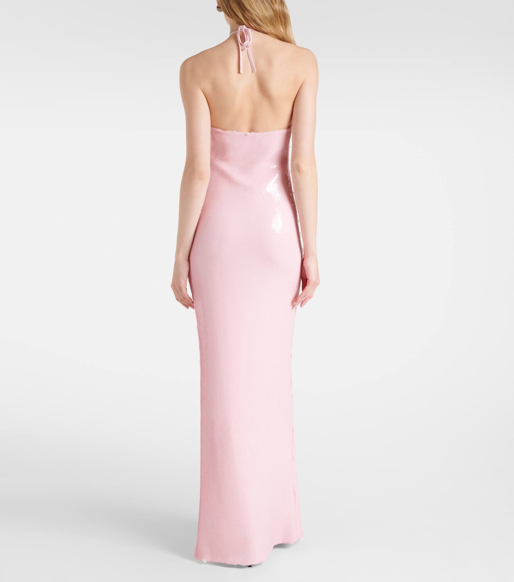 Floral appliqué sequined gown - 3