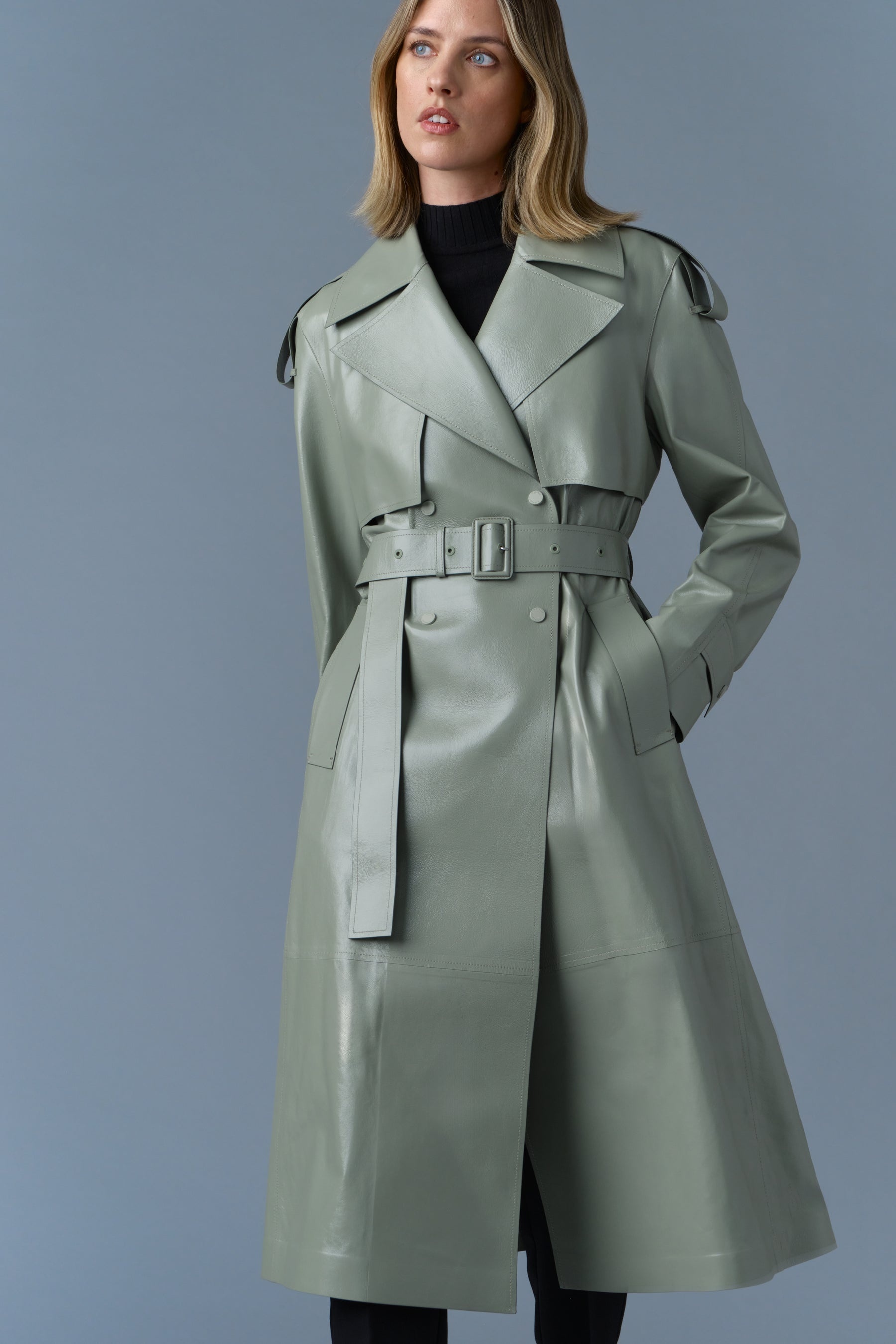 CARMELA Leather Trench with Belt - 6
