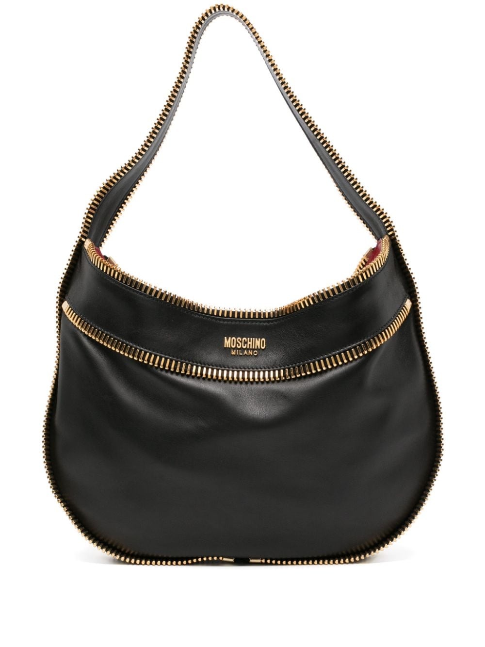 zip-detail leather shoulder bag - 1