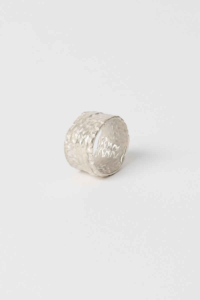 Our Legacy Casted Knit Ring Frosted White Sterling Silver outlook