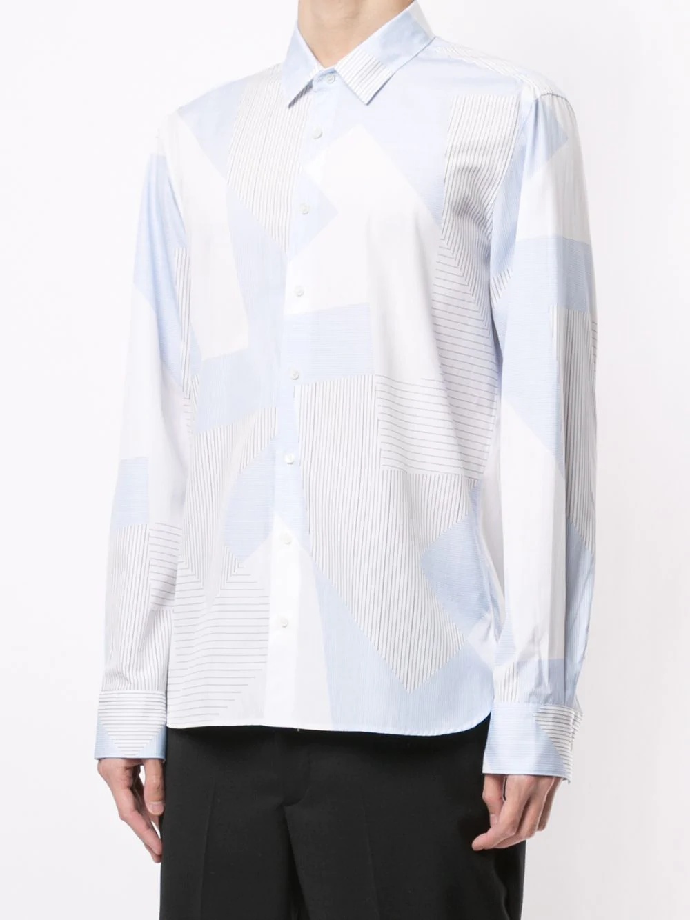 geometric pinstripe print shirt - 3