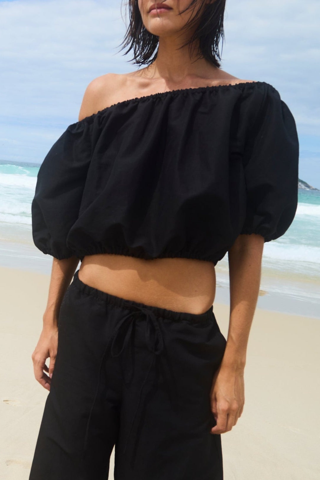 BLACK LINEN ISABEL TOP - 5
