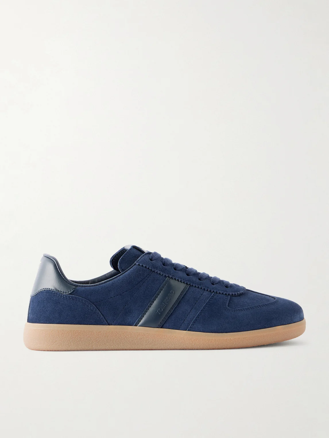 Leather-Trimmed Suede Sneakers - 1