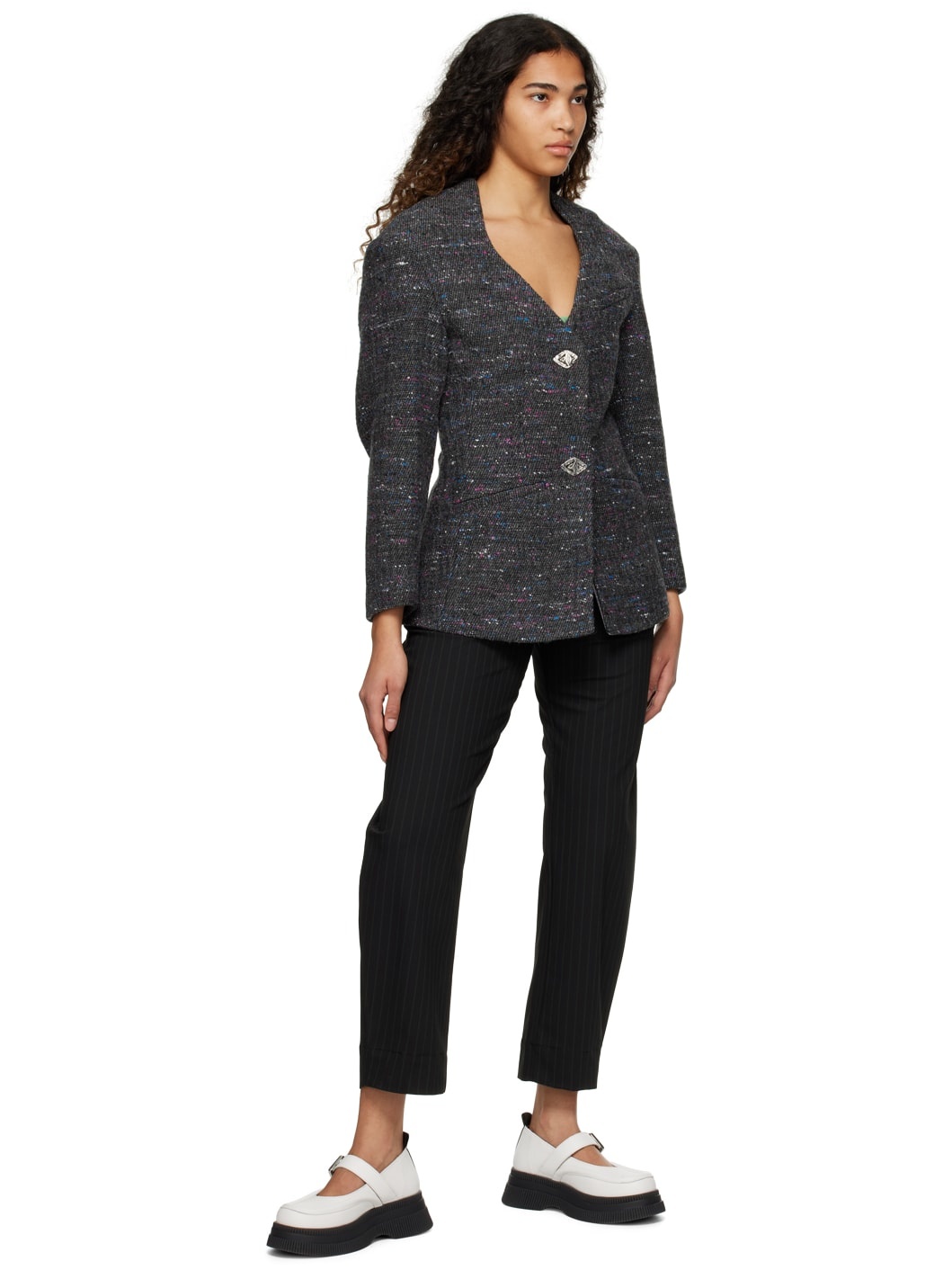 Gray Fitted Blazer - 4