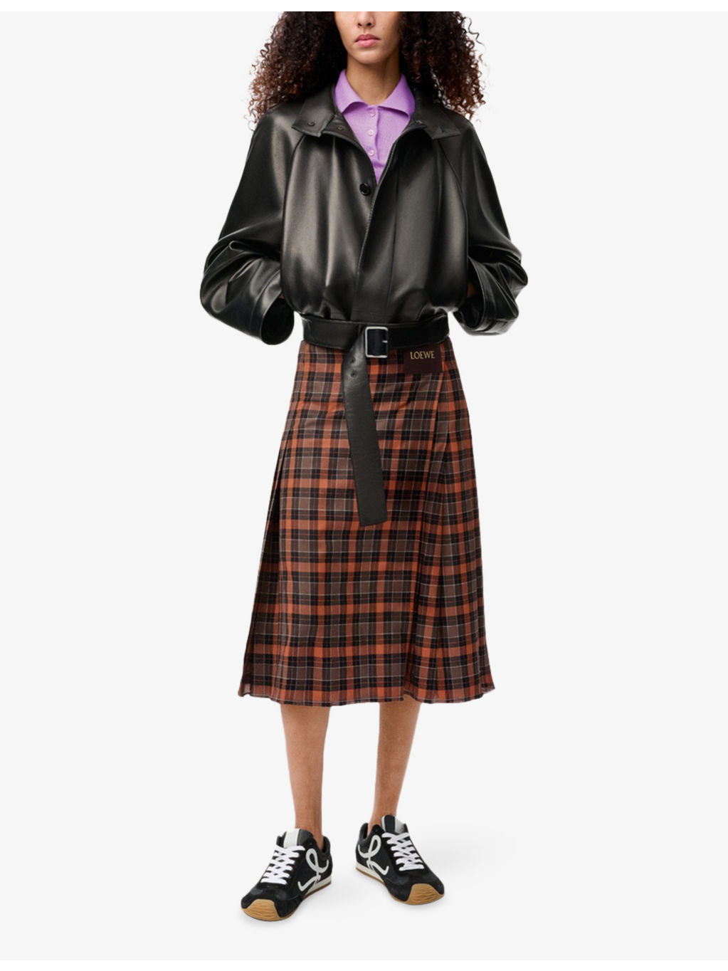Pleated Check Wool-Blend Midi Skirt - 2